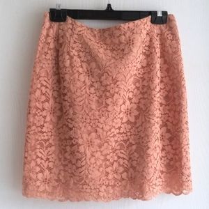 H & M | Lace Coral Peach Lace Pencil Skirt